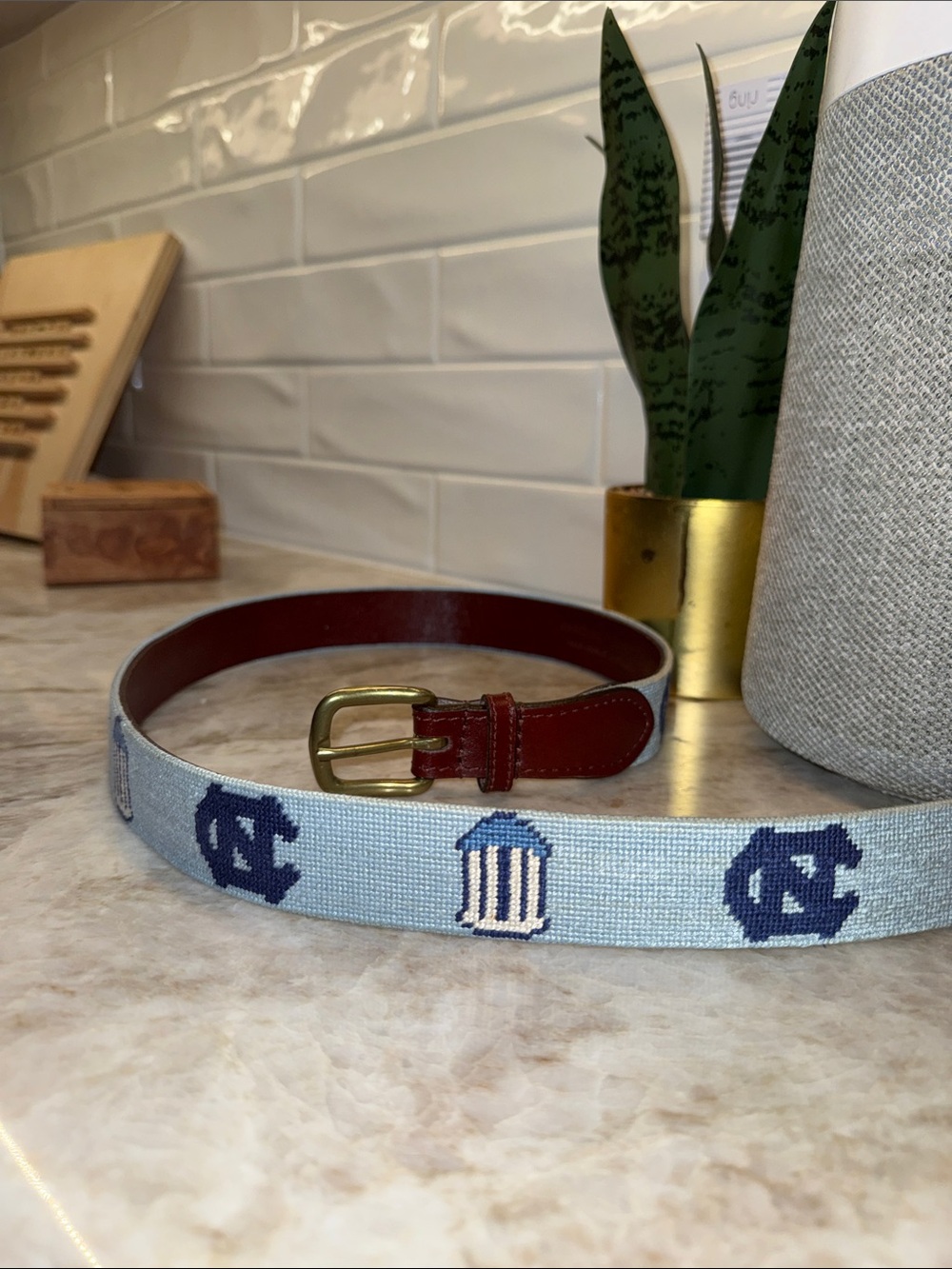 Smathers & Branson Needlepoint Belt - UNC Chapel Hill Carolina Tar Heels